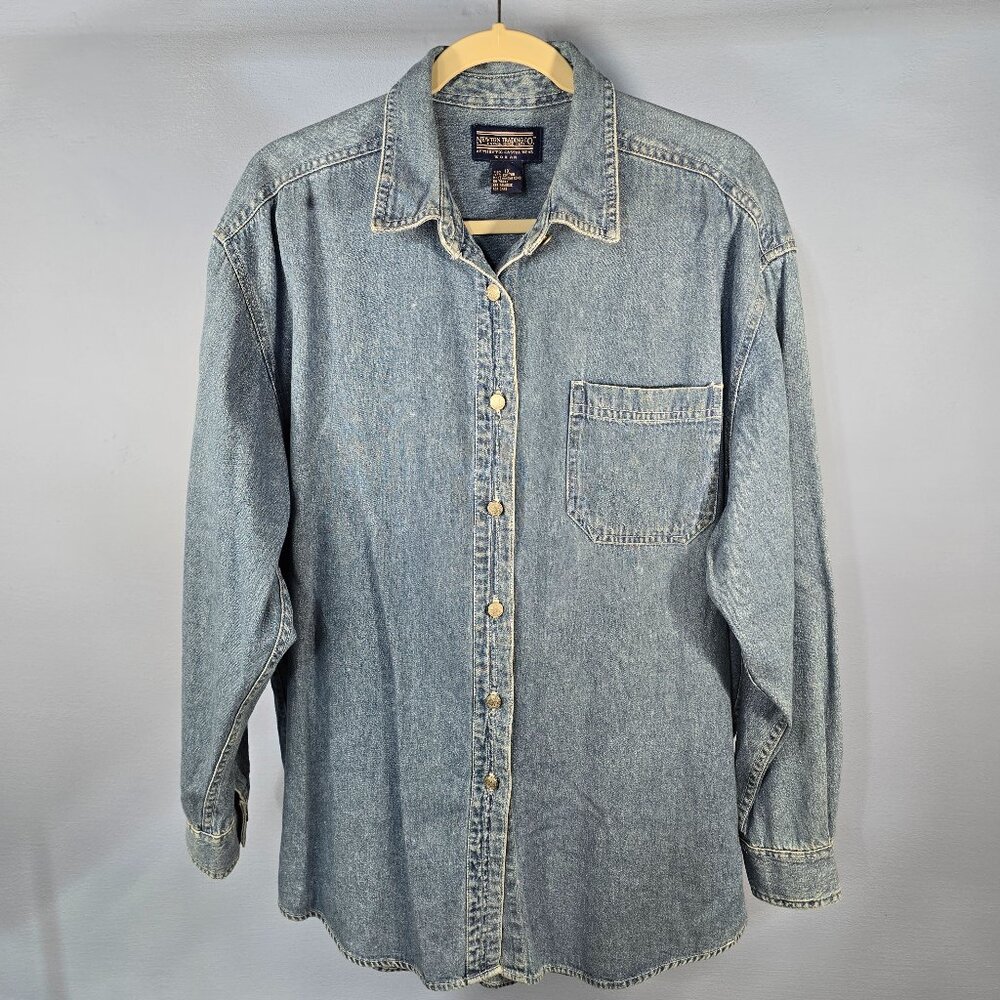 Newton Trading Co Denim Shirt Women's 1X Long Sleeve Button Front (Q-7)